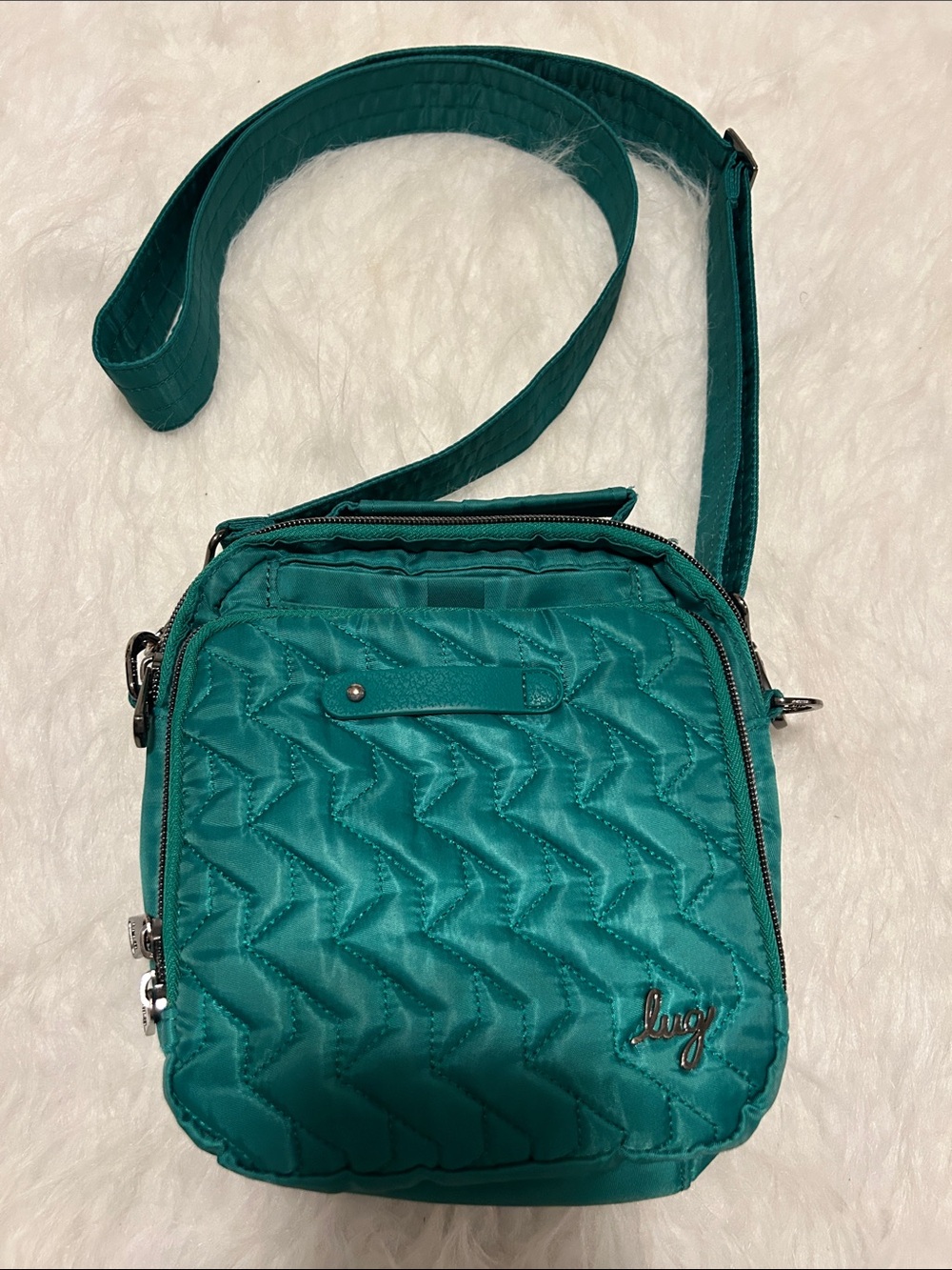 lug Teal Quilted Crossbody Bag with Adjustable Strap